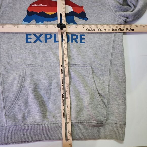 Eddie Bauer Hoodie Boys Large Grey Explore Graphic Print Fleece Pullover - Picture 9 of 10